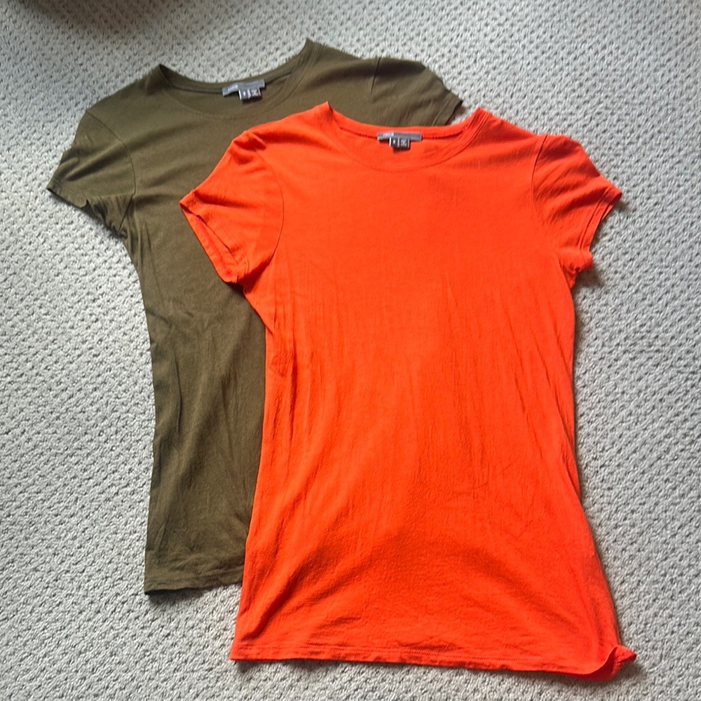 Vince olive green and orange t-shirts